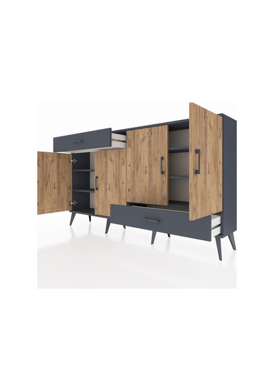Arges Konsol 5 Raflı 2 Çekmeceli 4 Kapaklı 176x30x99 Antrasit-çam Antrasit-çam/antrasit Arges Konsol 5 Raflı 2 Çekmeceli 4 Kapaklı 176x30x99 Antrasit-çam Antrasit-çam/antrasit