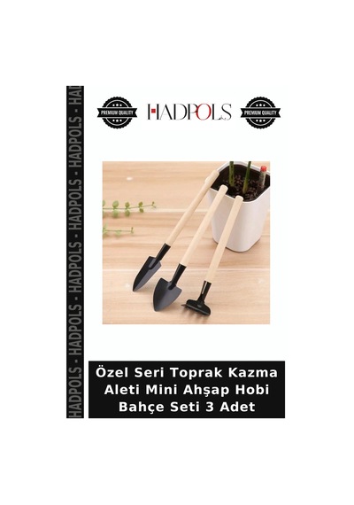 Özel Seri Toprak Kazma Aleti Mini Ahşap Hobi Bahçe Seti 3 Adet