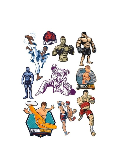Boks Dövüş Sticker Set 13 Parça Telefon, Tablet, Defter, Laptop Sticker