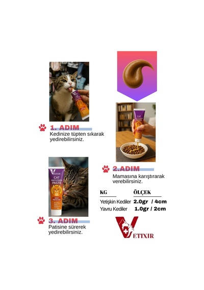 Kedi Multivitamin Macun Kedi Multivitamin Paste Tüy Dökülme Önleyici Lezzetli Ve Kolay Yenilebilir 100gr