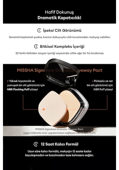 Islak Ve Kuru Kullanıma Uygun Mineral Pudra Signature Dramatic Twoway Pact No.21 Vanilla Spf 25/pa++ 21