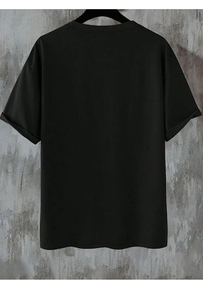 Startmore Göğüs Beach Baskılı Oversize Erkek T-shirt Siyah