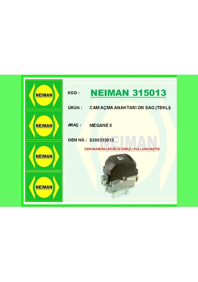 Cam - 453 - Açma Anahtarı On Sag Teklı - Kmrsfres - Megane Iı Sağ