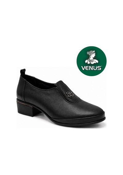 Venüs Balbissa Hakiki Deri Comfort Ortopedik Kadın Klasik Topuklu Ayakkabı Siyah-cilt