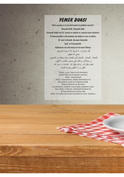 Yemek Duası Arapça Türkçe Şeffaf Etiket 10x14 Cm 2 Adet