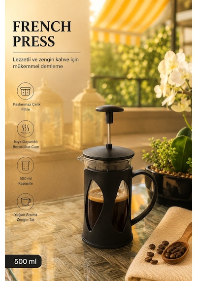 Bitki Çayı -kahve French Press 500 Ml Siyah - 905850011 Siyah