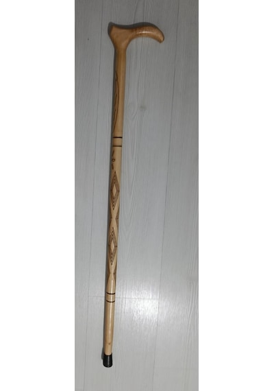 Ahşap Baston, Desenli, 90cm