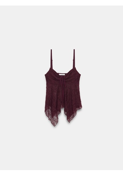 Dilvin 32768 Askılı Dantel Top-bordo