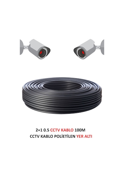 Fury 2+1 0.5mm Polietilen Yer Altı Cctv Kablo Güvenlik Kamera Kablosu 100m