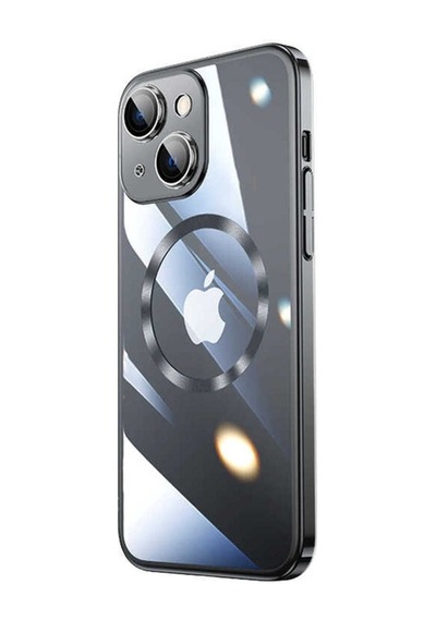 Apple Uyumlu iPhone 14 Kılıf Wireless Şarj Özellikli Sert Pc Zore Riksos M-safe Kapak Siyah