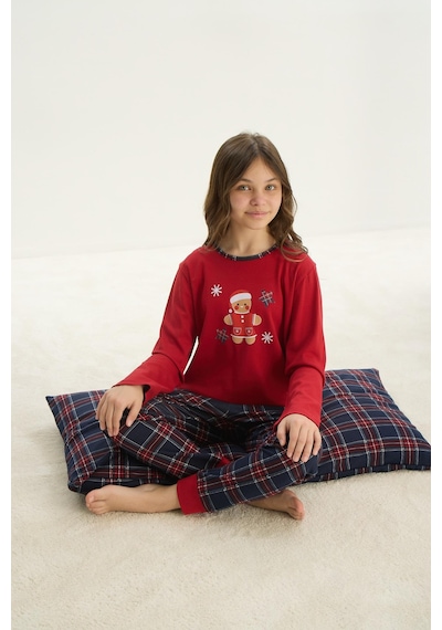 Kız Çocuk Uzun Kol Kırmızı Pijama Takım C4t4n7o8 001