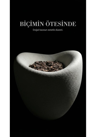 43x45 Cm Beton Dokulu Polyester Amorf Kırık Beyaz Dekoratif Saksı