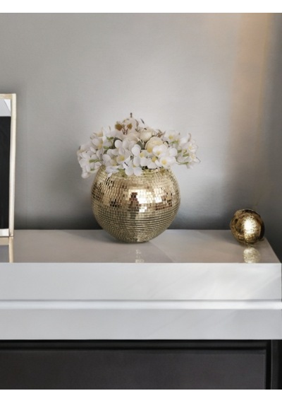 Işıltı Home Design Yuvarlak Aynalı Cam Vazo Aç