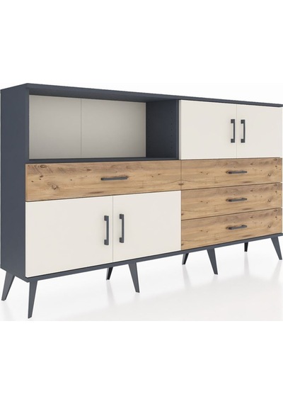 Arges Konsol 2 Raflı 4 Çekmeceli 4 Kapaklı 176x30x99 Antrasit-aytaşı/çam Aytası/atlas Çam - Antrasıt Arges Konsol 2 Raflı 4 Çekmeceli 4 Kapaklı 176x30x99 Antrasit-aytaşı/çam Aytası/atlas Çam - Antrasıt