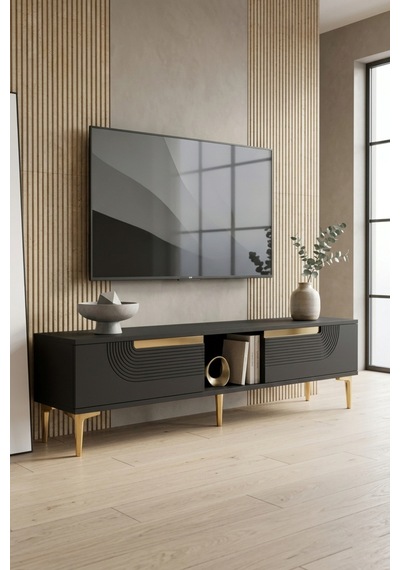 Tsa1508ag Meyra Tv Sehpası Antrasit-gold 150cm Antrasit - Altın