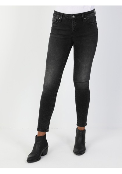 Colin's 759 Lara Orta Bel Dar Paça Super Slim Fit Gri Kadın Jean Pantolon CL1048689_Q1.V1_DN40931