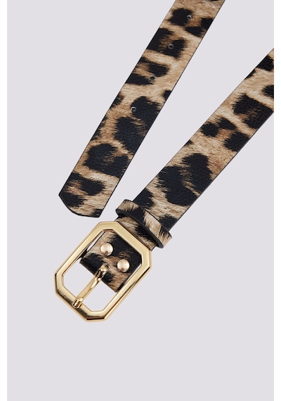 Tudors Kadın 110cm Gold Tokalı Leopar Desenli Kadın Kemer -51487