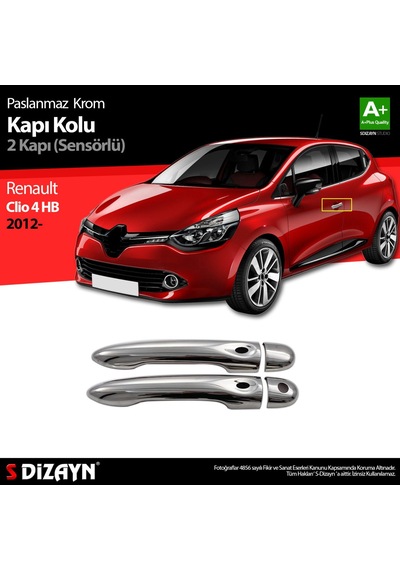 S-Dizayn Renault Clio 4 Hb Krom Kapı Kolu  2 Kapı Sensörlü 2012 Üzeri