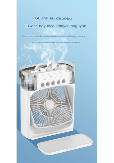 600 Ml Taşınabilir Buzlu Fan Nemlendiricili Usb Sessiz Vantilatör Serinletici Fan Masaüstü Ofis İçin