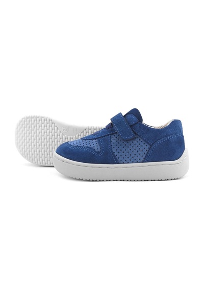 Rakerplus Bob Hakiki Deri Mavi Barefoot Cırtlı Lastikli Bebek Sneaker Ayakkabı