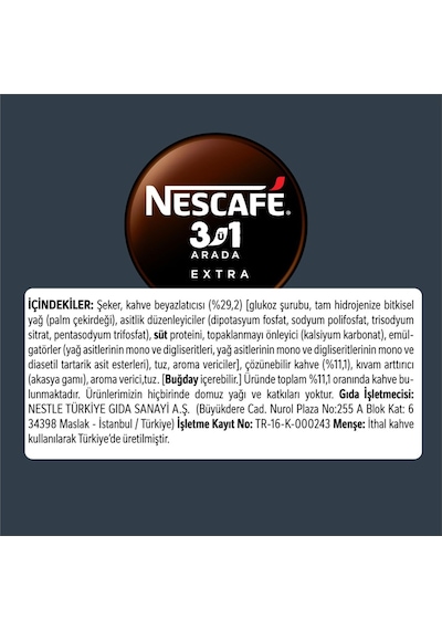 Nescafe 3ü1 Arada Extra Kahve 16,5 Gr X 40 Adet Çözünebilir