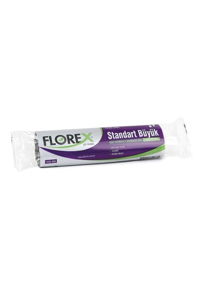 Standart Büyük Boy Çöp Torbası 65x80 Cm 10'lu Rulo Siyah, Florex-3-10lu