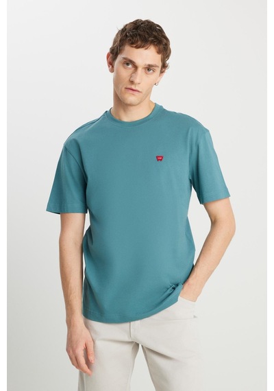 Wrangler Relaxed Fit Small Logo T-shirt Hydro Yeşil-kırmızı