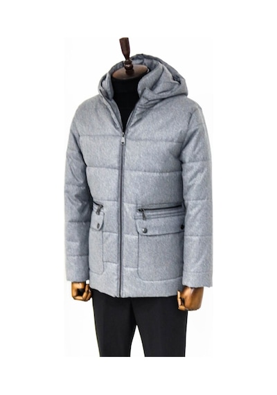 Wessi Slim Fit Kapüşonlu Gri Erkek Şişme Mont Gri