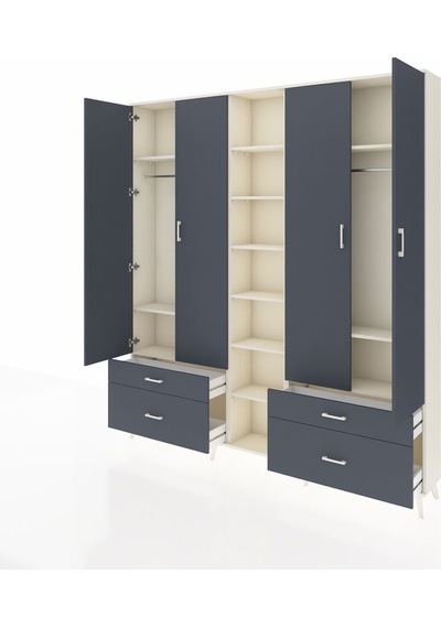 Arges Dolap 12 Raflı 4 Çekmeceli 2 Askılı 220x30x243 Aytaşı-antrasit/antrasit Antrasıt/antrasıt Arges Dolap 12 Raflı 4 Çekmeceli 2 Askılı 220x30x243 Aytaşı-antrasit/antrasit Antrasıt/antrasıt