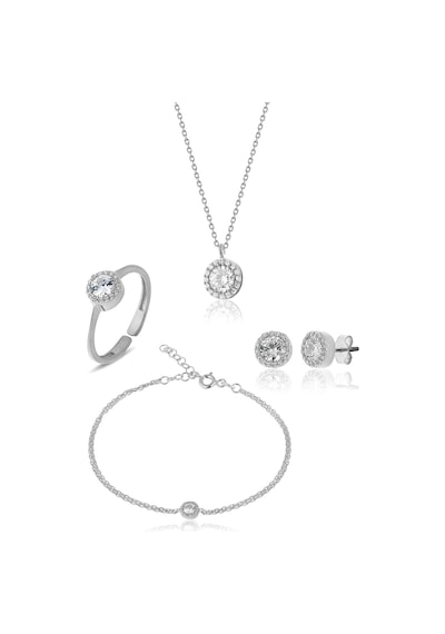 Zanaatsilver 925 Ayar Gümüş Elmas Montürlü 4'li Set & Takım