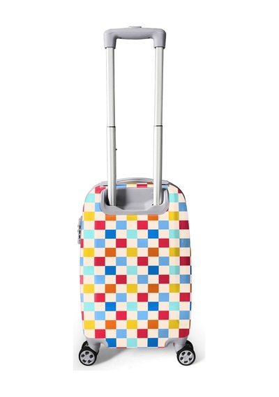 Coral High Çok Renkli Dama Desenli Kabin Boy Valiz 50cm 16557 Beyaz - Gri