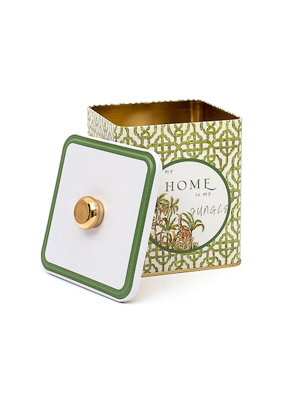 Forrest Green Home Desenli Kare Metal Saklama Kabı 12 x 12 x 13.7 CM 1.8 L Çok Renkli