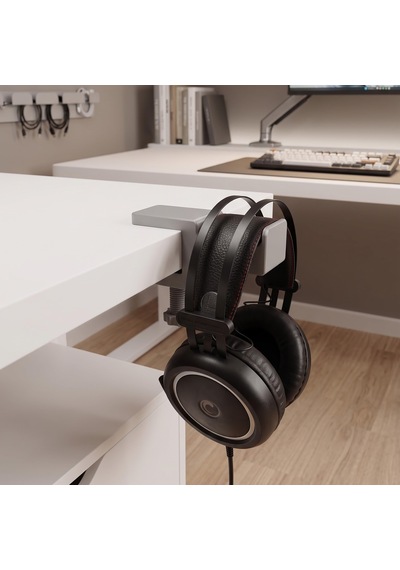 Masa Kenarı Kulaklık Standı, Gri Kulaklık Standı, 0-5 Cm Masa Kalınlığına Uyumlu, Dayanıklı Gaming Kulaklık Askısı, Kulaklık Tutucu