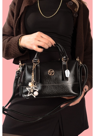 Westbag Kadın Parlak Rugan Deri Star Charm Detaylı El Ve Omuz Askılı Çanta Siyah