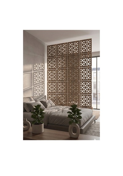 Lazer Kesim Paravan, Ahşap Separatör, Oda 4'lü Panel Levha Model04 40 X 40 Cm