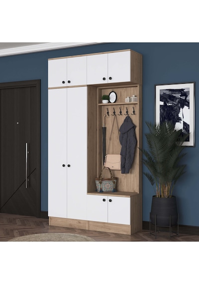 Rani Ea145 Modern Portmanto Askılı Ayakkabılık Vestiyer Sepet Ceviz - Beyaz Beyaz - Sepet Ceviz Rani Ea145 Modern Portmanto Askılı Ayakkabılık Vestiyer Sepet Ceviz - Beyaz Beyaz - Sepet Ceviz