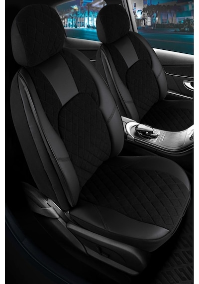 Opel Tigra Lüx Yarı Deri Oto Koltuk Kılıfı Ön Arka Takım Chester Siyah
