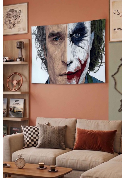 Joker Erkek Portresi Dekoratif Duvar Örtüsü Duvar Halısı Beyaz