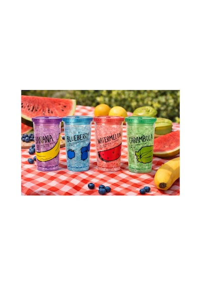 Buzlu Kırık Cam Görünümlü Smoothie Bardağı,450ml,sızdırmaz Kapaklı Soğuk İçecek Bardağı,bpa İçermez Mor