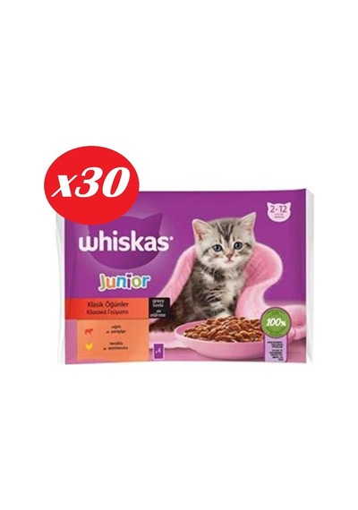 Whiskas Junior Yavru Kedi Sığırlı Tavuklu 4x85 Gr Set 30'lu