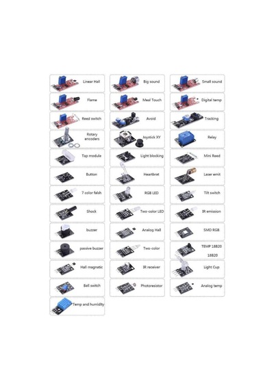 Devredünyası-37 Çeşit Arduino Sensör Modül Seti Kiti - 37 İn 1