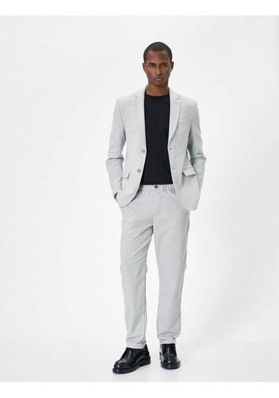 Koton Blazer Ceket Slim Fit Cep Detaylı Düğmeli Gri 5wam50001hk Gri