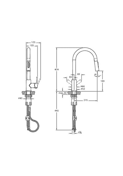 Maestro A42145 Pull-down Eviye Bataryası, Krom Diğer