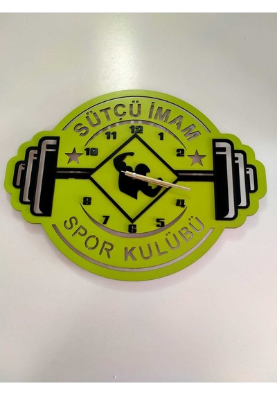 Vücut Geliştirme, Spor Salonu, Fitness, Kondüsyon Kişiye Özel Duvar Saati Yeşil