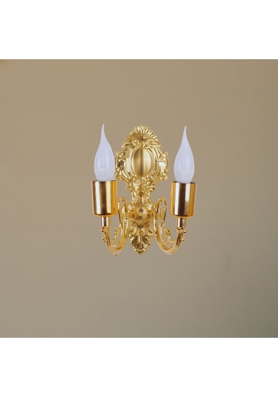 Metal Gold Kaplama Duvar Aplik İki Kollu Klasik Saray Model Ap000 Gold