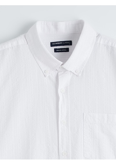 Lcwaıkıkı Classic Beyaz Regular Fit Armürlü Erkek Gömlek