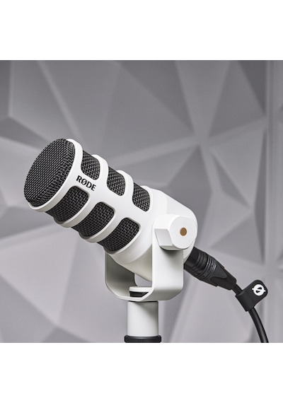 Podmic: Beyaz Profesyonel Dinamik Podcast / Broadcast Mikrofon