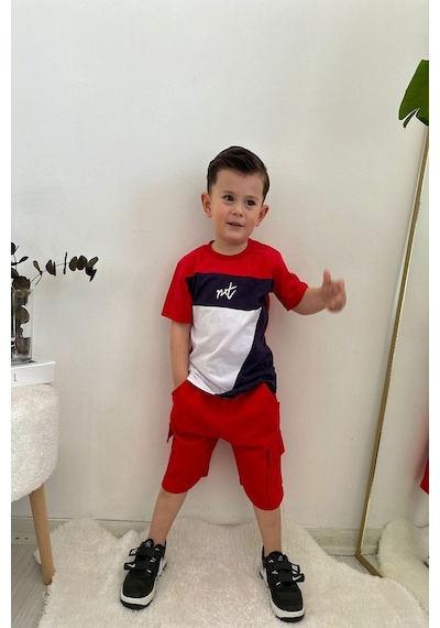 Çizgi Karakter Desenli Erkek Çocuk Takım Pembe - Siyah