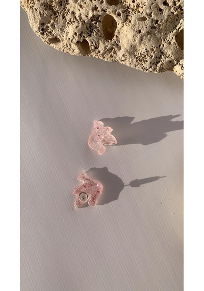 Şeffaf Renkli Pembe Glitter Süsleme Güvercin Şekil Epoksi Küpe Diğer