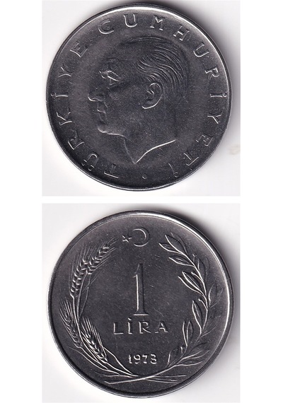 1 Lira 1973 Çil Eski Madeni Para